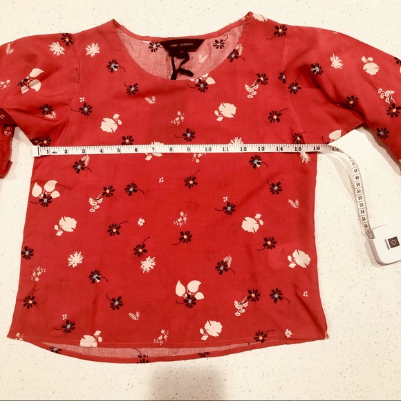 Coral pink short top- frill sleeves.Zink London - Picture 9 of 13